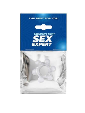 Прозрачное эрекционное кольцо с 6 стимулирующими шариками